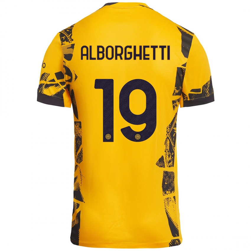 Børn Lisa Alborghetti #19 Guld Sort Tredje Sæt Spillertrøjer 2024/25 Trøje T-Shirt