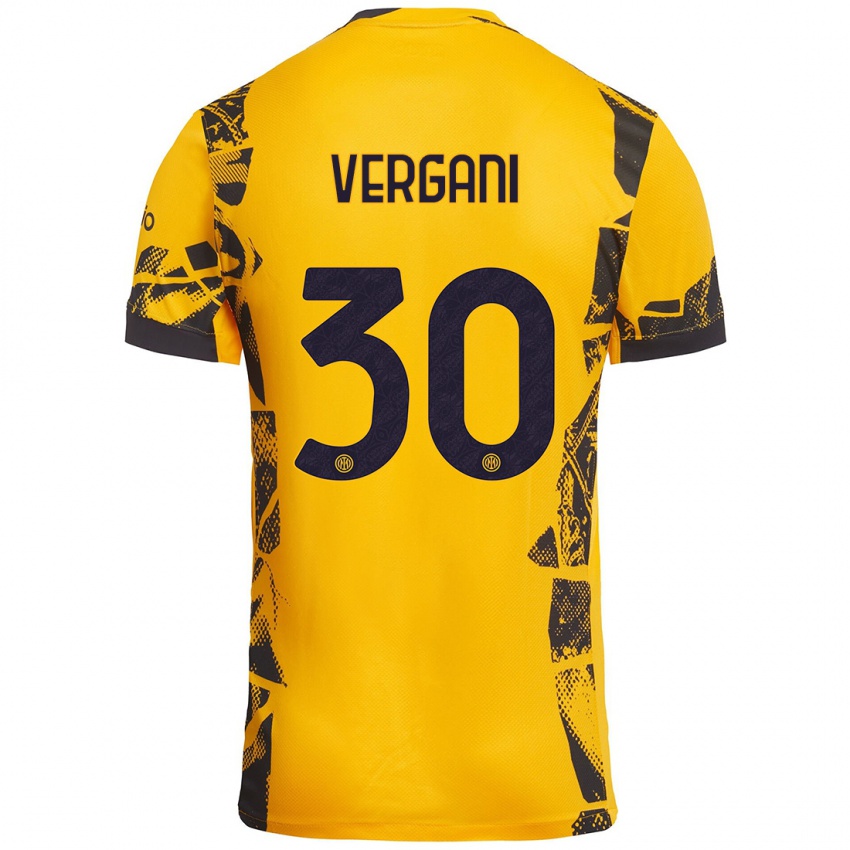 Børn Bianca Vergani #30 Guld Sort Tredje Sæt Spillertrøjer 2024/25 Trøje T-Shirt