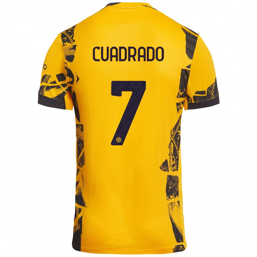 Børn Juan Cuadrado #7 Guld Sort Tredje Sæt Spillertrøjer 2024/25 Trøje T-Shirt