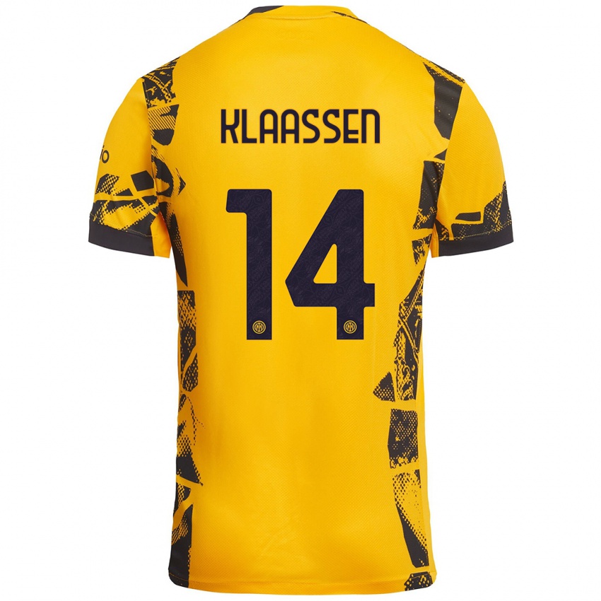 Børn Davy Klaassen #14 Guld Sort Tredje Sæt Spillertrøjer 2024/25 Trøje T-Shirt