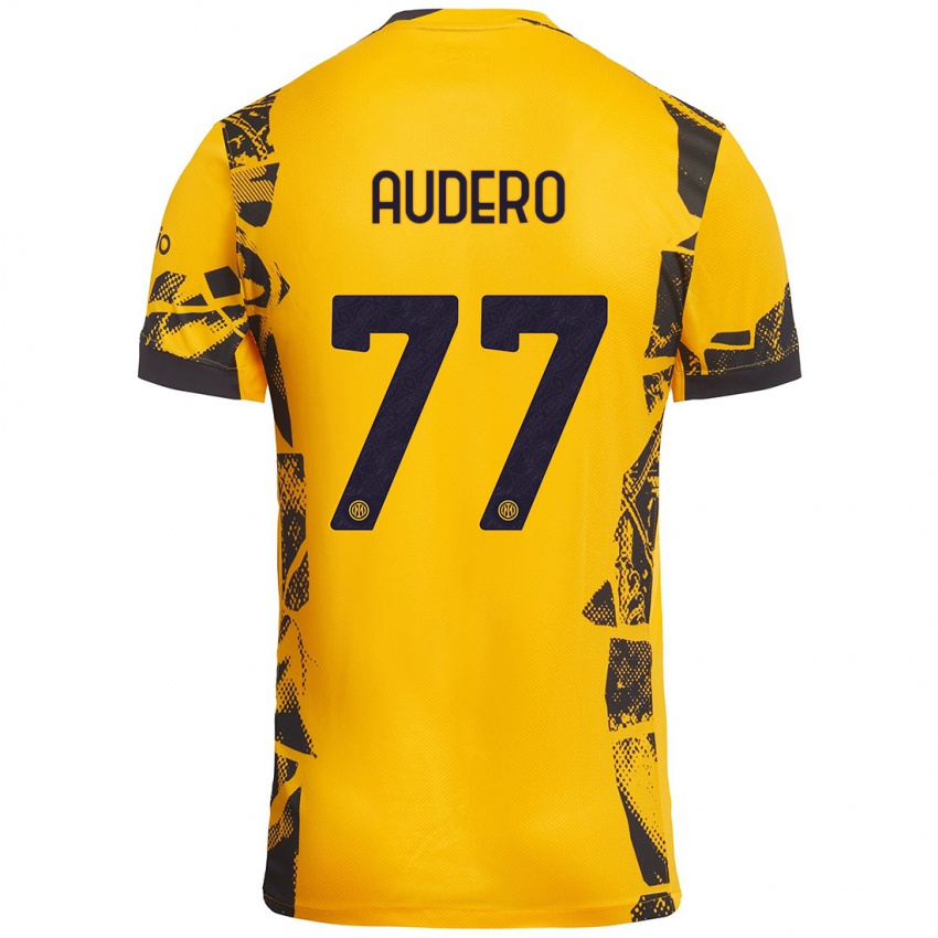 Børn Emil Audero #77 Guld Sort Tredje Sæt Spillertrøjer 2024/25 Trøje T-Shirt