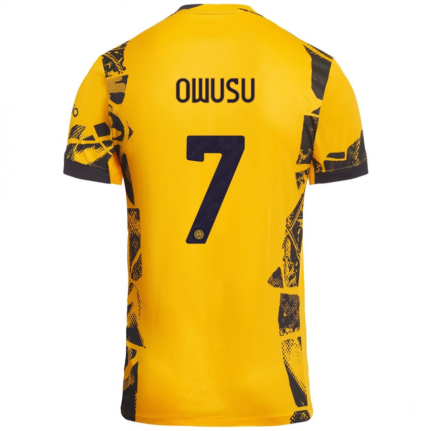 Børn Enoch Owusu #7 Guld Sort Tredje Sæt Spillertrøjer 2024/25 Trøje T-Shirt