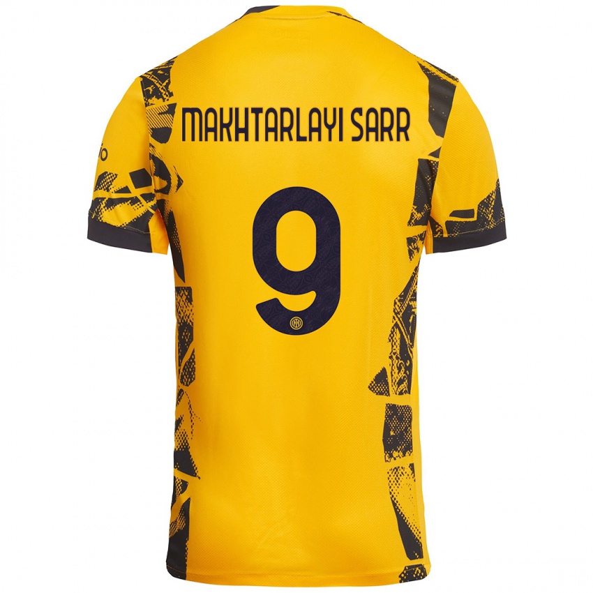 Børn Amadou Makhtarlayi Sarr #9 Guld Sort Tredje Sæt Spillertrøjer 2024/25 Trøje T-Shirt