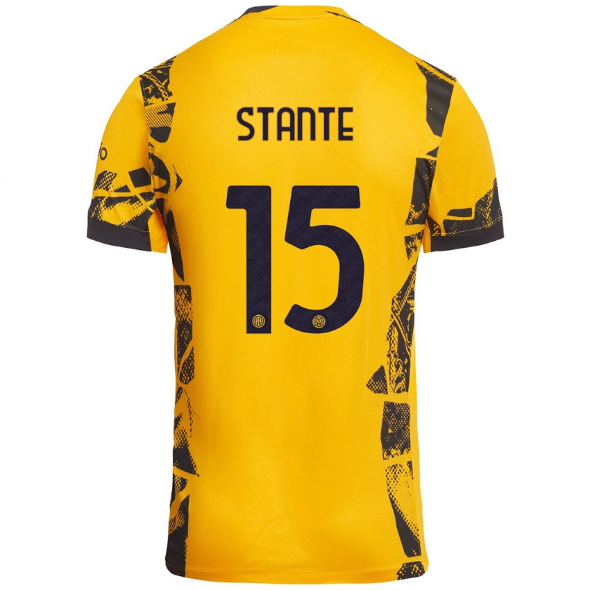 Børn Francesco Stante #15 Guld Sort Tredje Sæt Spillertrøjer 2024/25 Trøje T-Shirt