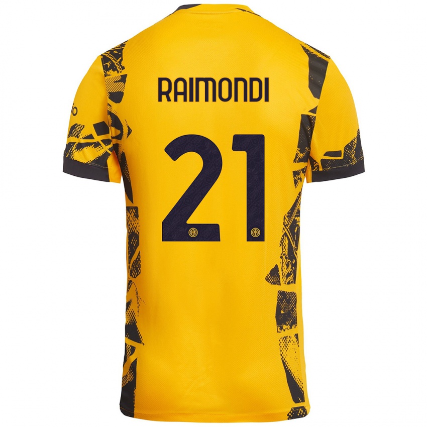 Børn Paolo Raimondi #21 Guld Sort Tredje Sæt Spillertrøjer 2024/25 Trøje T-Shirt