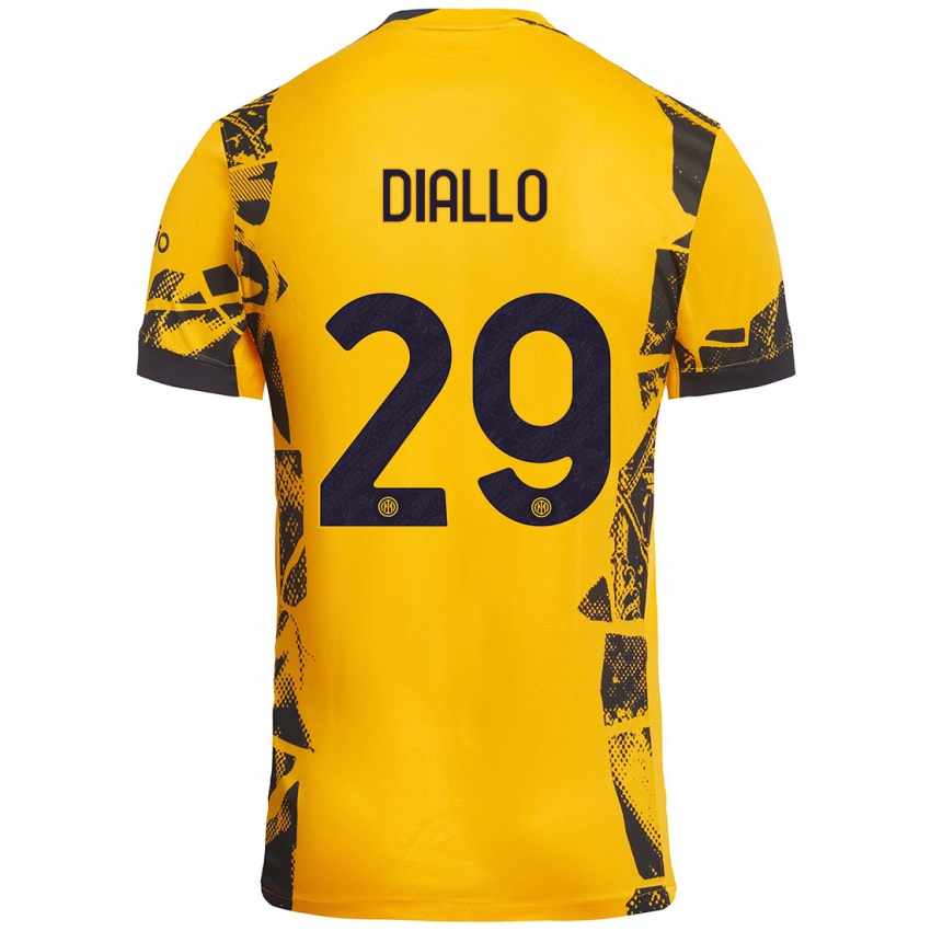 Børn Oumar Diallo #29 Guld Sort Tredje Sæt Spillertrøjer 2024/25 Trøje T-Shirt