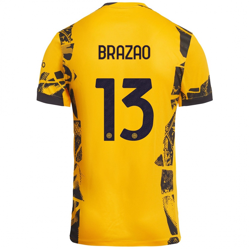 Børn Gabriel Brazao #13 Guld Sort Tredje Sæt Spillertrøjer 2024/25 Trøje T-Shirt