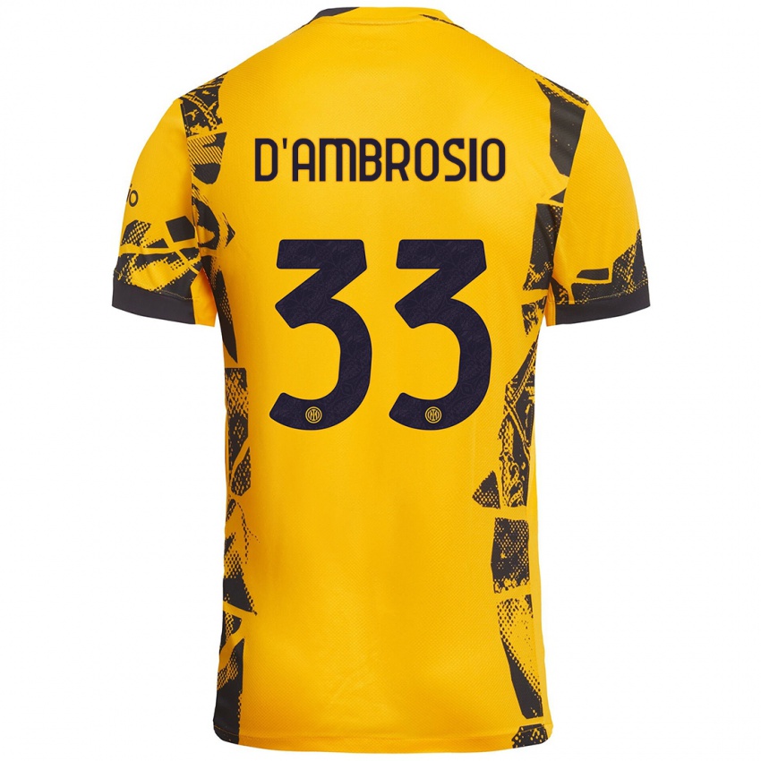 Børn Danilo D'ambrosio #33 Guld Sort Tredje Sæt Spillertrøjer 2024/25 Trøje T-Shirt