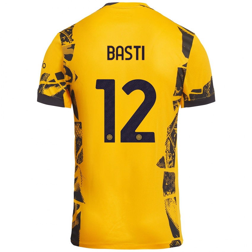 Børn Matteo Basti #12 Guld Sort Tredje Sæt Spillertrøjer 2024/25 Trøje T-Shirt