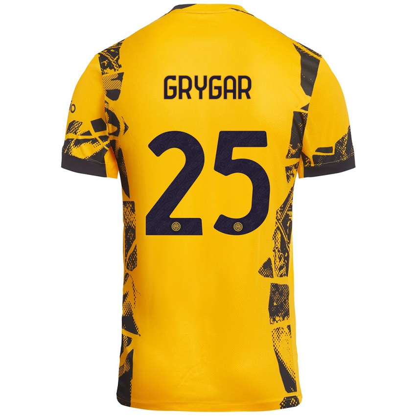 Børn Samuel Grygar #25 Guld Sort Tredje Sæt Spillertrøjer 2024/25 Trøje T-Shirt