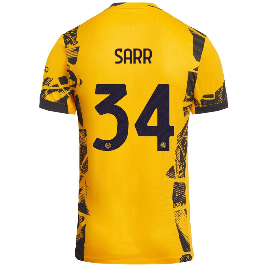 Børn Amadou Sarr #34 Guld Sort Tredje Sæt Spillertrøjer 2024/25 Trøje T-Shirt