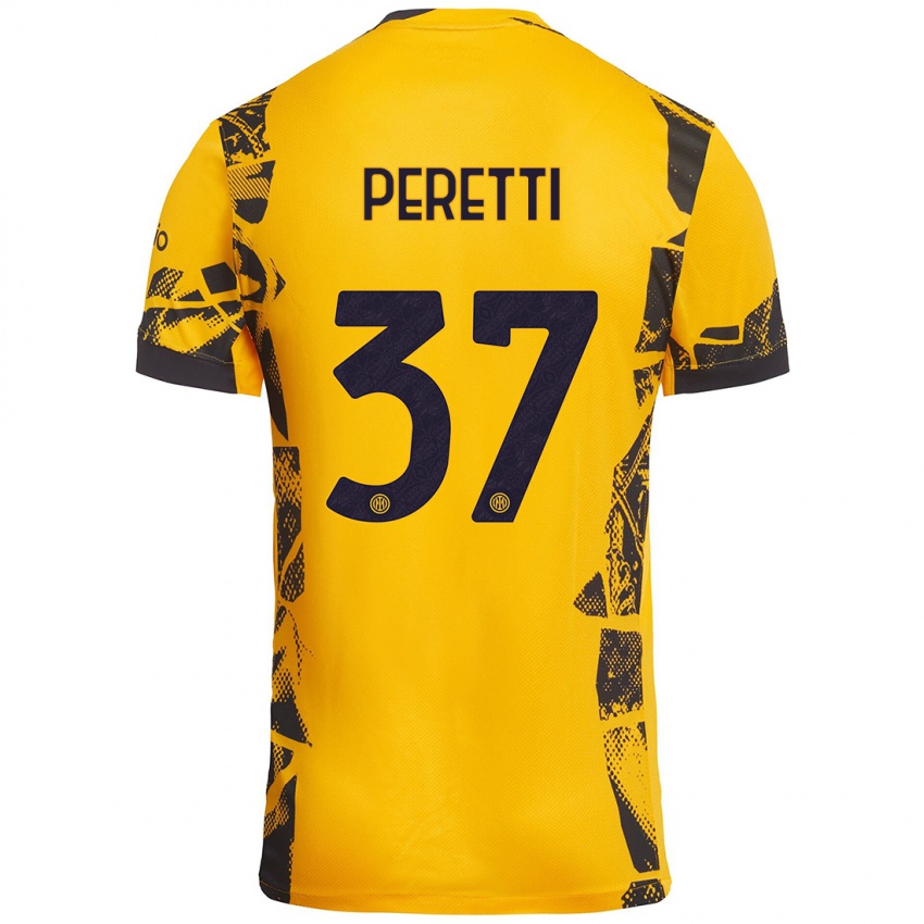 Børn Lorenzo Peretti #37 Guld Sort Tredje Sæt Spillertrøjer 2024/25 Trøje T-Shirt