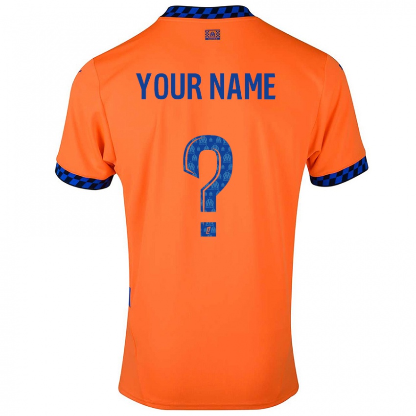 Børn Dit Navn #0 Orange Mørkeblå Tredje Sæt Spillertrøjer 2024/25 Trøje T-Shirt