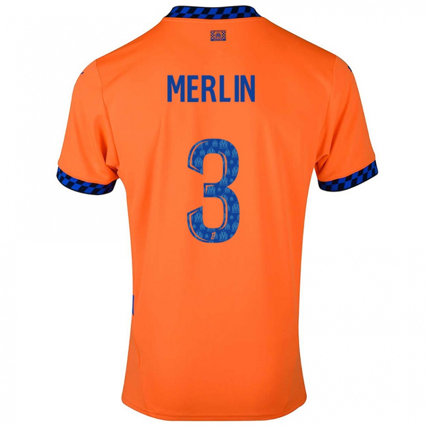 Børn Quentin Merlin #3 Orange Mørkeblå Tredje Sæt Spillertrøjer 2024/25 Trøje T-Shirt