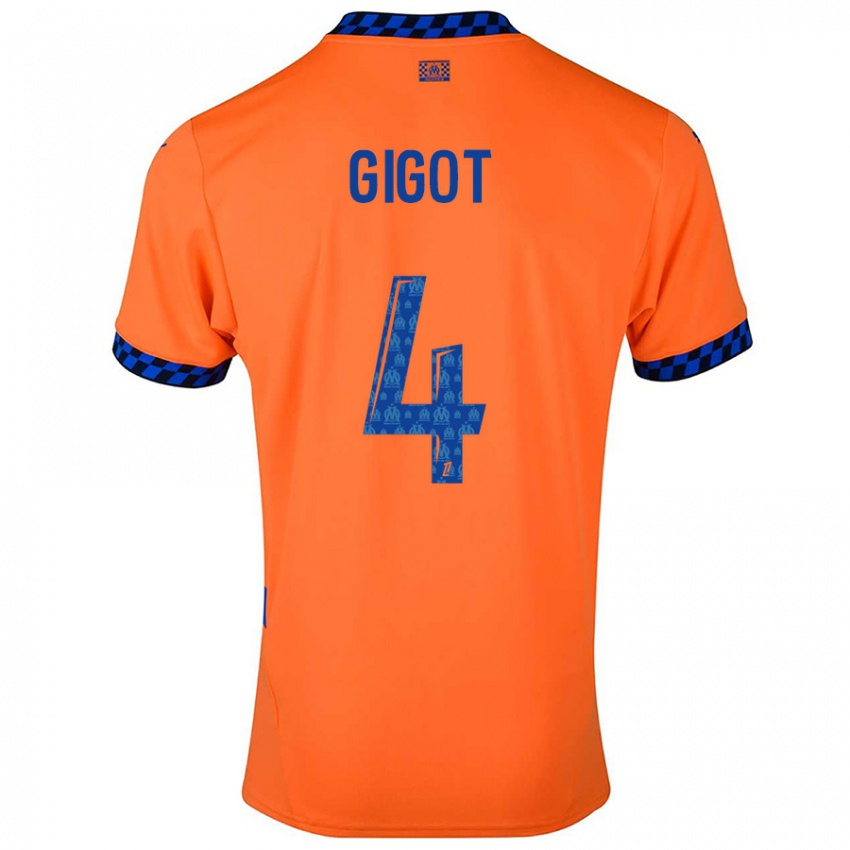 Børn Samuel Gigot #4 Orange Mørkeblå Tredje Sæt Spillertrøjer 2024/25 Trøje T-Shirt