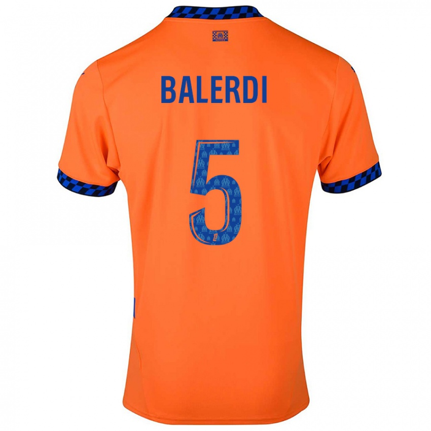 Børn Leonardo Balerdi #5 Orange Mørkeblå Tredje Sæt Spillertrøjer 2024/25 Trøje T-Shirt