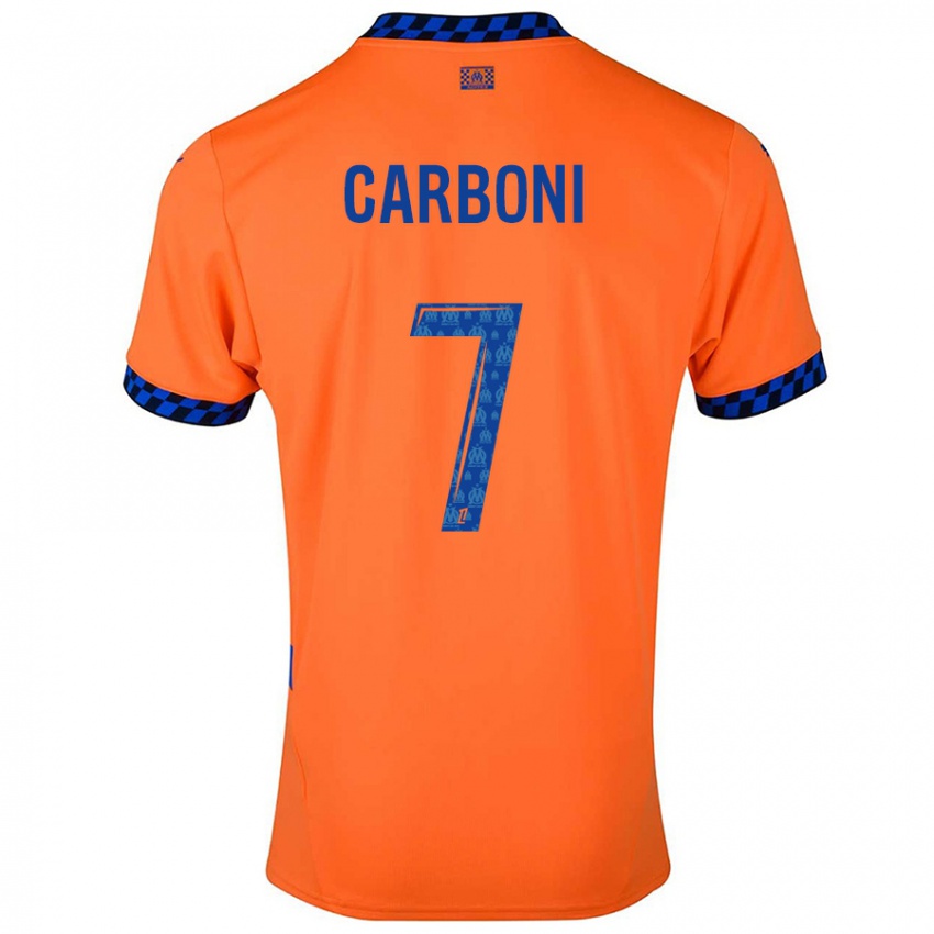 Børn Valentín Carboni #7 Orange Mørkeblå Tredje Sæt Spillertrøjer 2024/25 Trøje T-Shirt