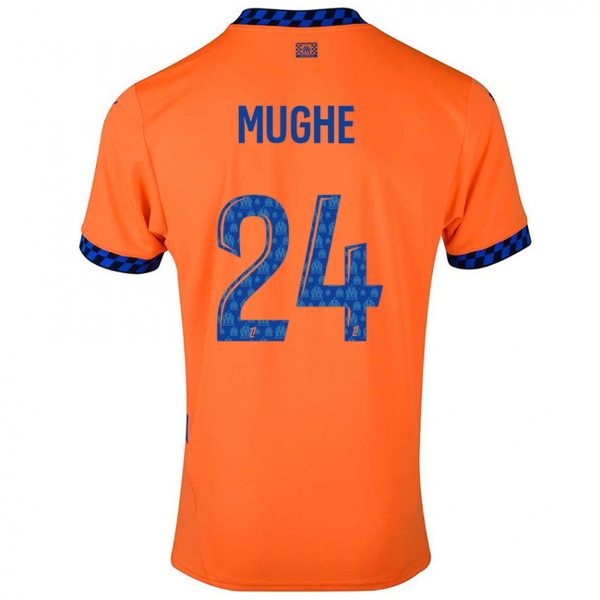 Børn François Mughe #24 Orange Mørkeblå Tredje Sæt Spillertrøjer 2024/25 Trøje T-Shirt