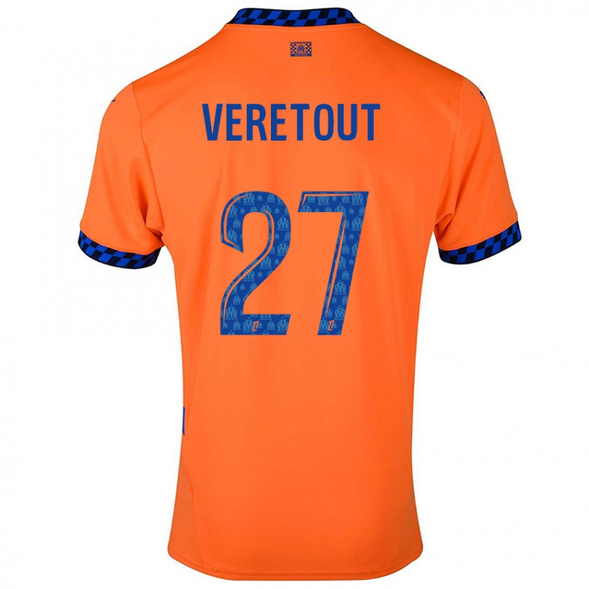 Børn Jordan Veretout #27 Orange Mørkeblå Tredje Sæt Spillertrøjer 2024/25 Trøje T-Shirt