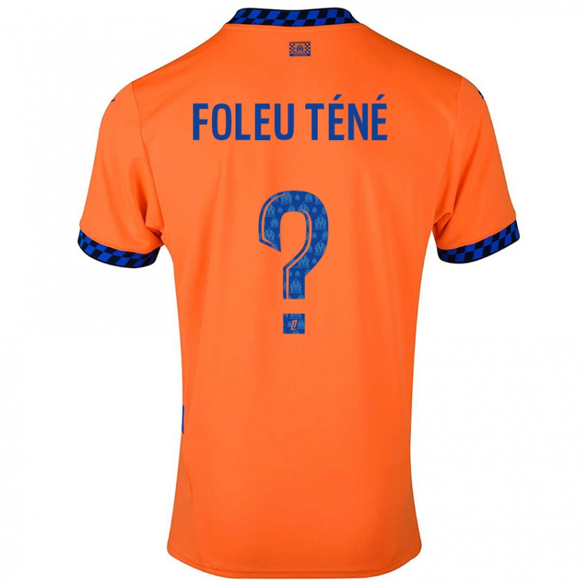 Børn Krys Foleu Téné #0 Orange Mørkeblå Tredje Sæt Spillertrøjer 2024/25 Trøje T-Shirt