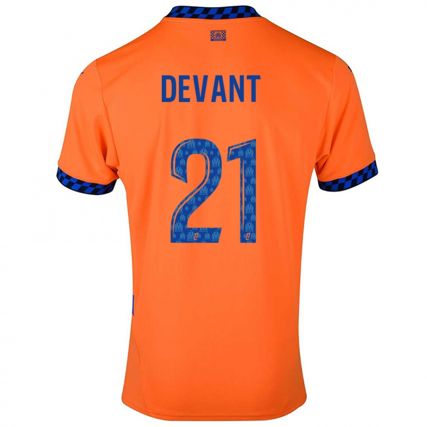 Børn Caroline Devant #21 Orange Mørkeblå Tredje Sæt Spillertrøjer 2024/25 Trøje T-Shirt