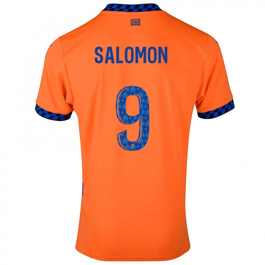 Børn Maeva Salomon #9 Orange Mørkeblå Tredje Sæt Spillertrøjer 2024/25 Trøje T-Shirt