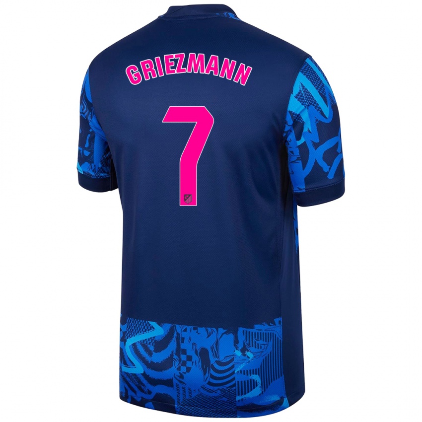 Børn Antoine Griezmann #7 Kongeblå Tredje Sæt Spillertrøjer 2024/25 Trøje T-Shirt