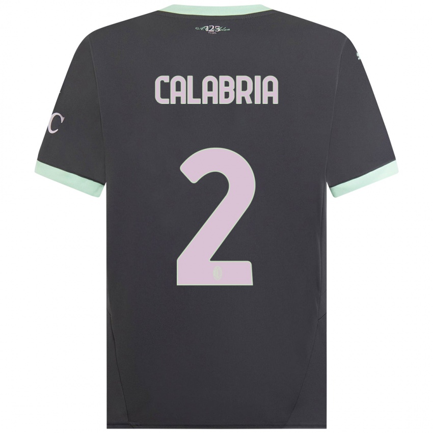 Børn Davide Calabria #2 Grå Tredje Sæt Spillertrøjer 2024/25 Trøje T-Shirt