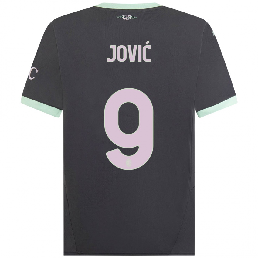 Børn Luka Jovic #9 Grå Tredje Sæt Spillertrøjer 2024/25 Trøje T-Shirt