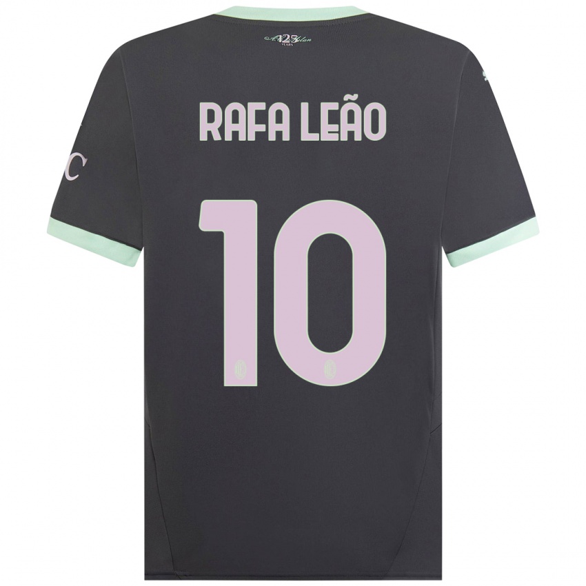 Børn Rafael Leao #10 Grå Tredje Sæt Spillertrøjer 2024/25 Trøje T-Shirt