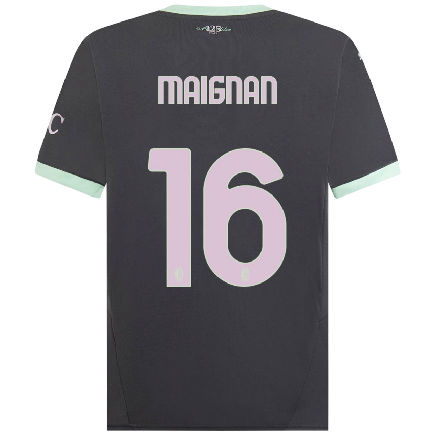 Børn Mike Maignan #16 Grå Tredje Sæt Spillertrøjer 2024/25 Trøje T-Shirt