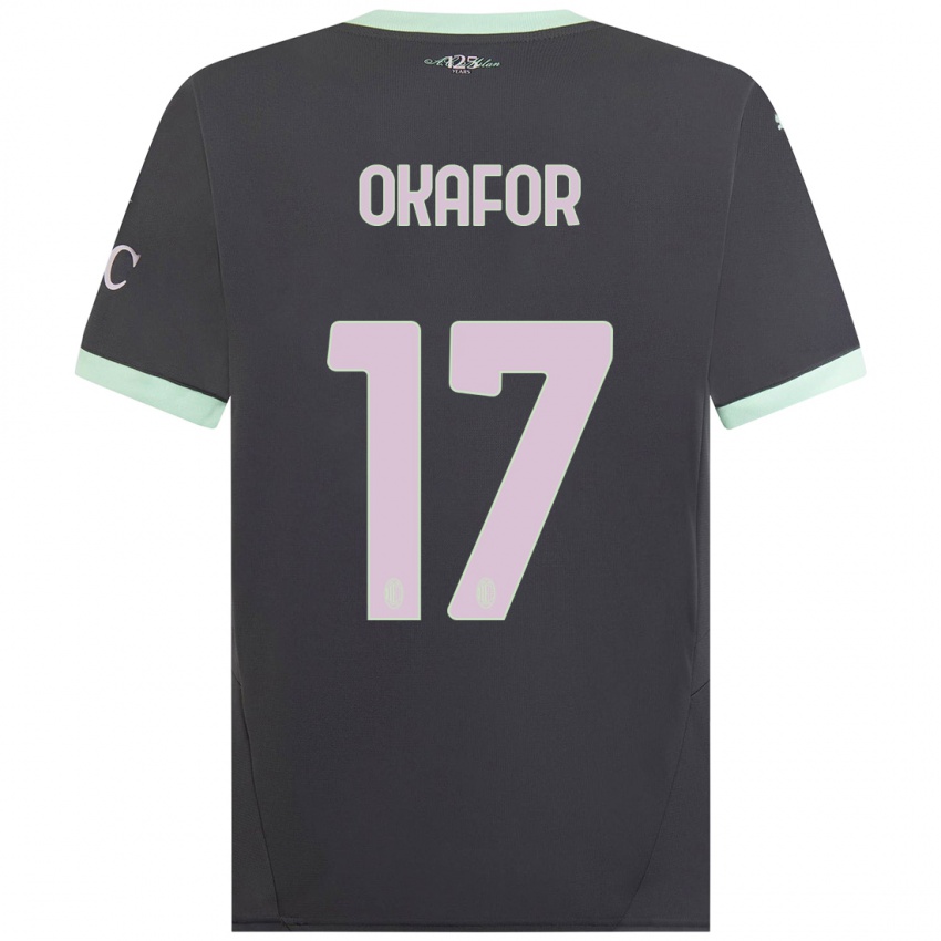 Børn Noah Okafor #17 Grå Tredje Sæt Spillertrøjer 2024/25 Trøje T-Shirt