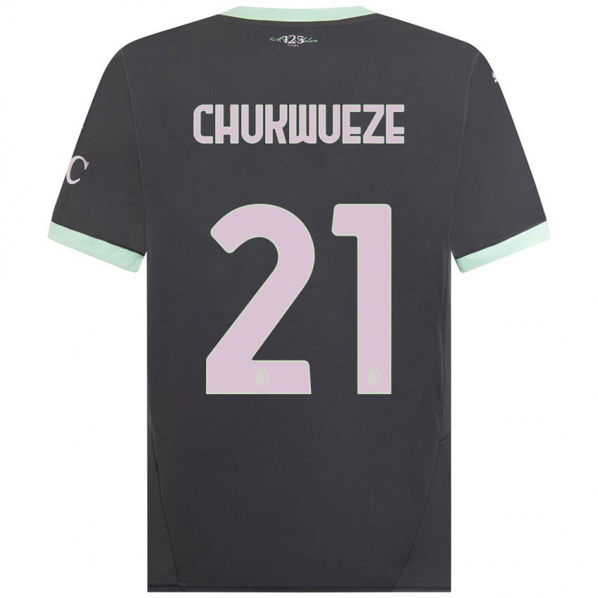 Børn Samuel Chukwueze #21 Grå Tredje Sæt Spillertrøjer 2024/25 Trøje T-Shirt