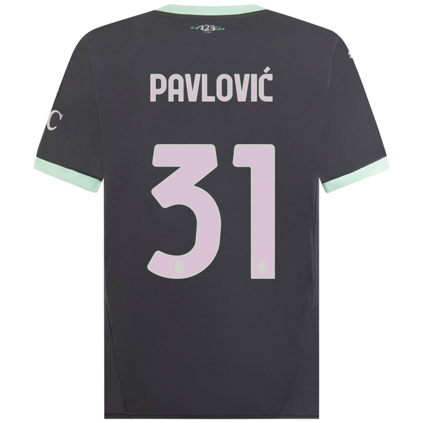 Børn Strahinja Pavlović #31 Grå Tredje Sæt Spillertrøjer 2024/25 Trøje T-Shirt