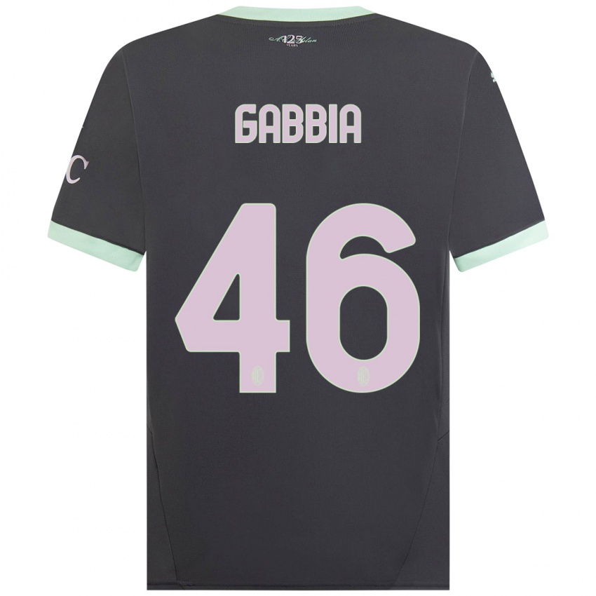 Børn Matteo Gabbia #46 Grå Tredje Sæt Spillertrøjer 2024/25 Trøje T-Shirt