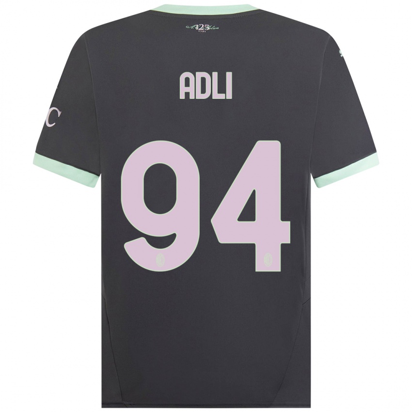 Børn Yacine Adli #94 Grå Tredje Sæt Spillertrøjer 2024/25 Trøje T-Shirt