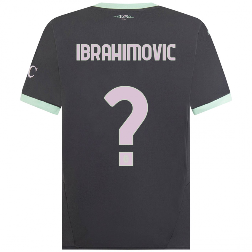 Børn Vincent Ibrahimovic #0 Grå Tredje Sæt Spillertrøjer 2024/25 Trøje T-Shirt