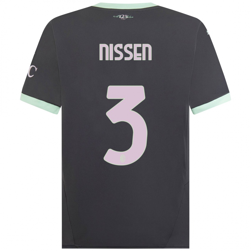 Børn Fredrik Nissen #3 Grå Tredje Sæt Spillertrøjer 2024/25 Trøje T-Shirt