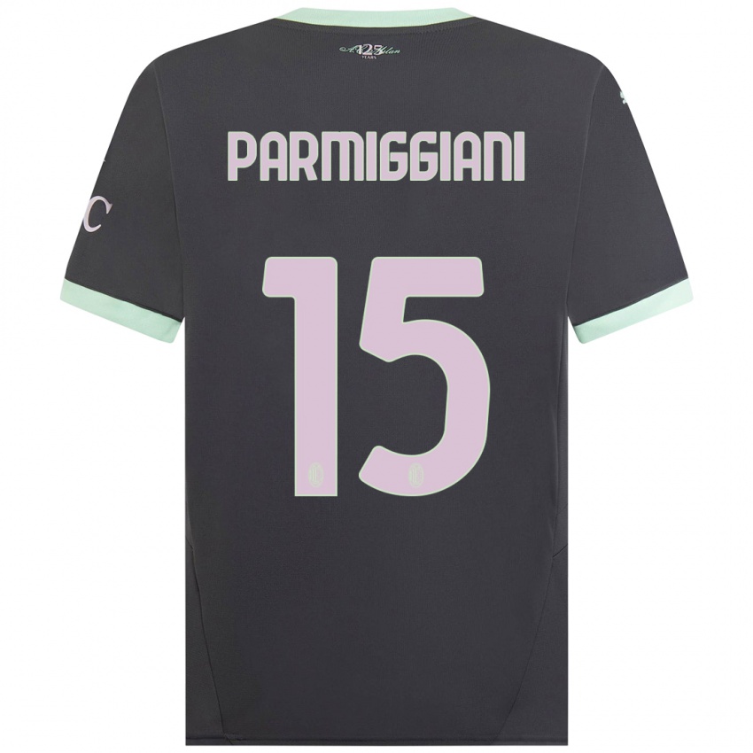 Børn Pietro Parmiggiani #15 Grå Tredje Sæt Spillertrøjer 2024/25 Trøje T-Shirt