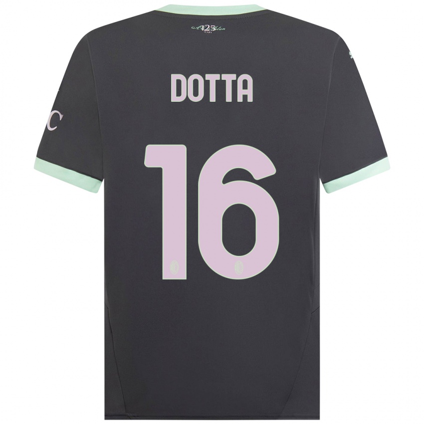 Børn Cristiano Dotta #16 Grå Tredje Sæt Spillertrøjer 2024/25 Trøje T-Shirt