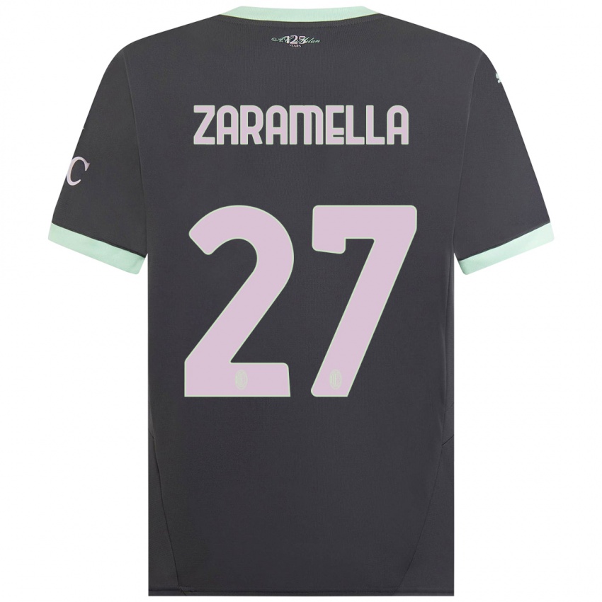 Børn Mattia Zaramella #27 Grå Tredje Sæt Spillertrøjer 2024/25 Trøje T-Shirt