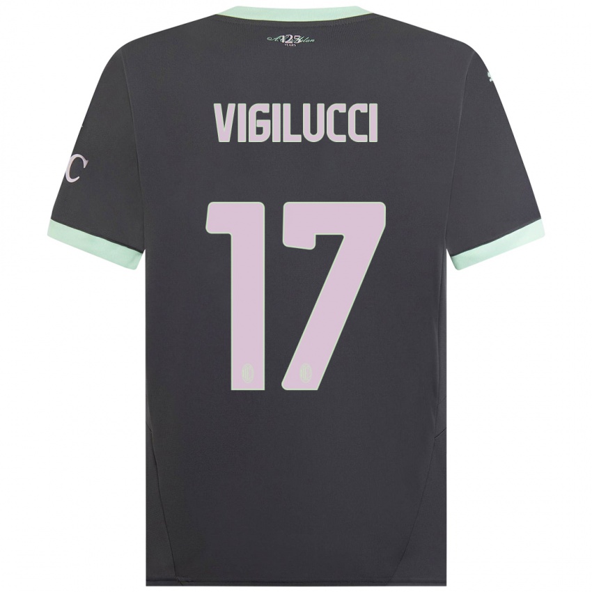 Børn Valery Vigilucci #17 Grå Tredje Sæt Spillertrøjer 2024/25 Trøje T-Shirt