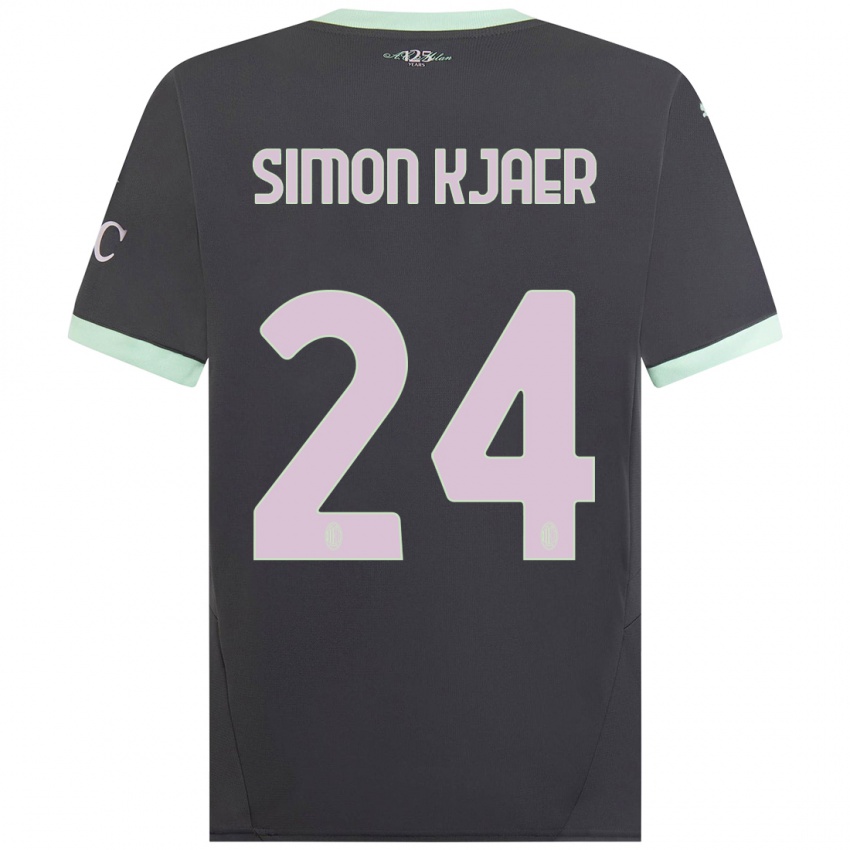 Børn Simon Kjaer #24 Grå Tredje Sæt Spillertrøjer 2024/25 Trøje T-Shirt