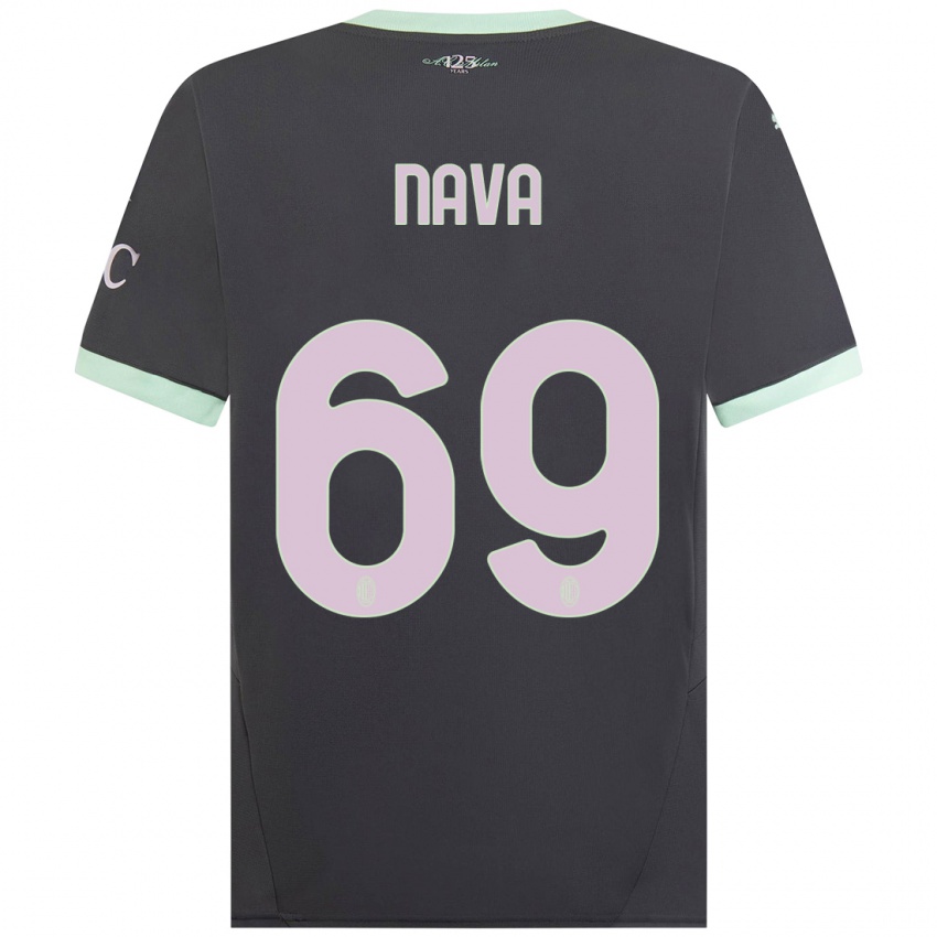 Børn Lapo Nava #69 Grå Tredje Sæt Spillertrøjer 2024/25 Trøje T-Shirt