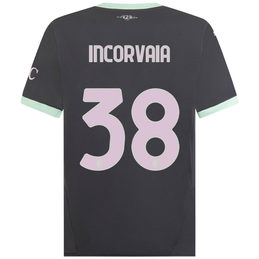 Børn Giovanni Incorvaia #38 Grå Tredje Sæt Spillertrøjer 2024/25 Trøje T-Shirt