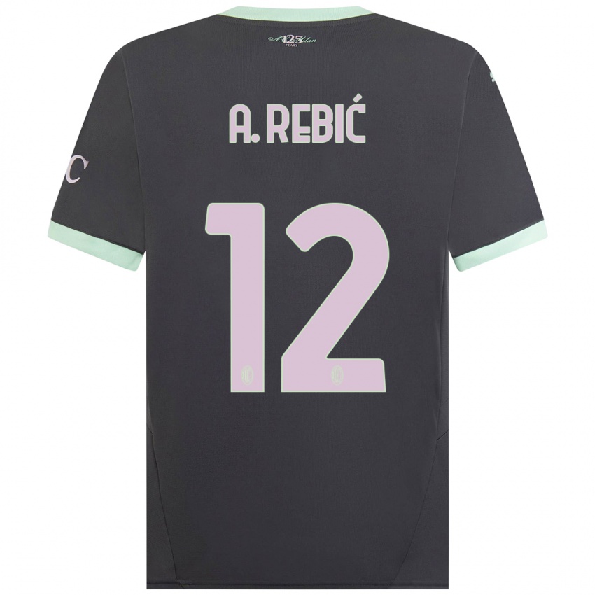 Børn Ante Rebic #12 Grå Tredje Sæt Spillertrøjer 2024/25 Trøje T-Shirt