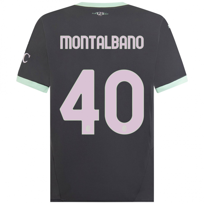 Børn Nicolo Montalbano #40 Grå Tredje Sæt Spillertrøjer 2024/25 Trøje T-Shirt