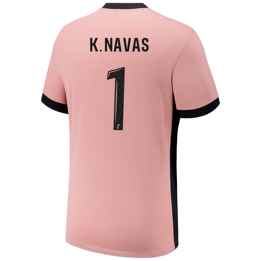 Børn Keylor Navas #1 Rust Lyserød Tredje Sæt Spillertrøjer 2024/25 Trøje T-Shirt