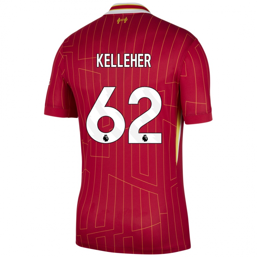 Mænd Caoimhin Kelleher #62 Rød Gul Hvid Hjemmebane Spillertrøjer 2024/25 Trøje T-Shirt