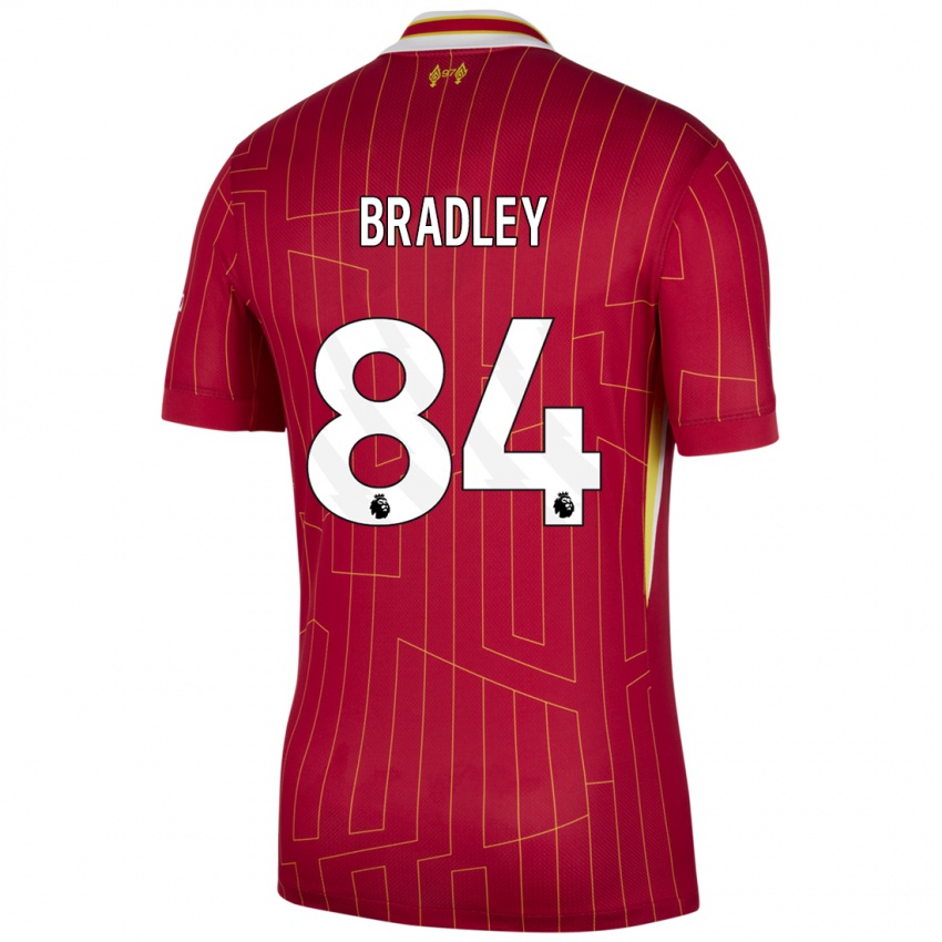 Mænd Conor Bradley #84 Rød Gul Hvid Hjemmebane Spillertrøjer 2024/25 Trøje T-Shirt